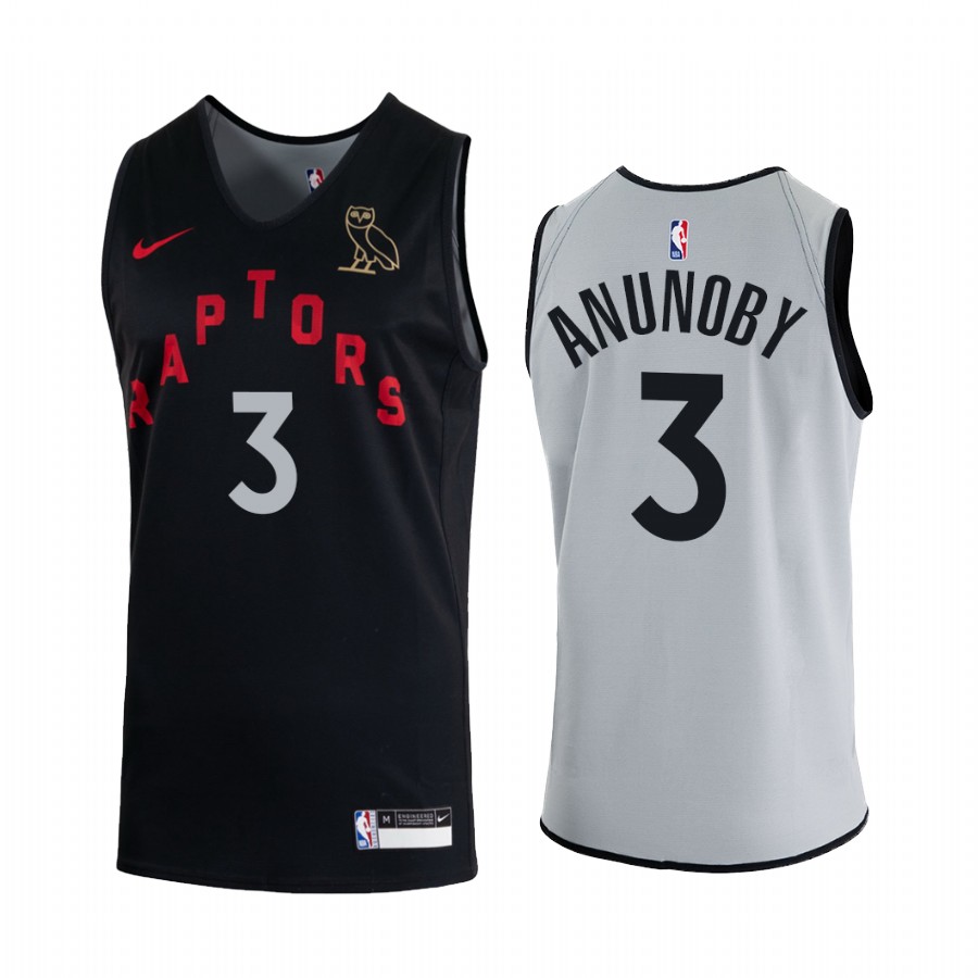 OG Anunoby 2020 Raptors x OVO #3 Black Gray Reversible Practice Jersey