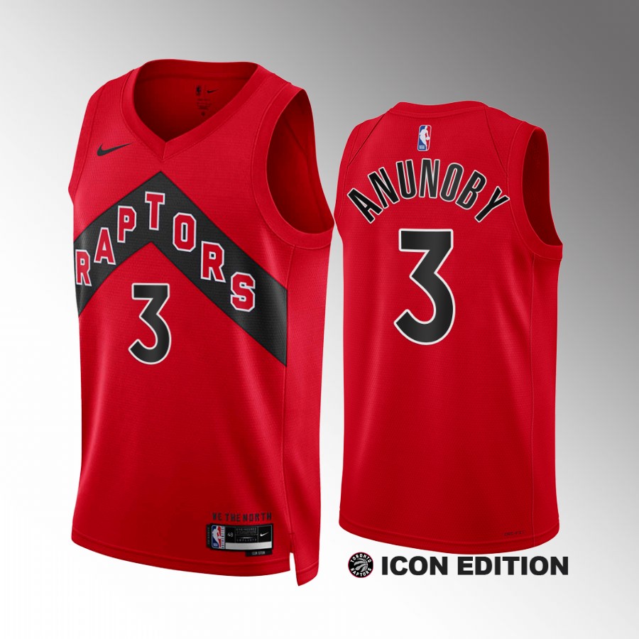 OG Anunoby 2022-23 Toronto Raptors Red #3 Icon Edition Jersey Swingman