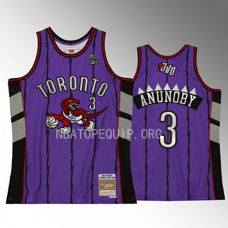 OG Anunoby OVO x Hardwood Classic Jersey Toronto Raptors #3 Purple Swingman Men's Shirt