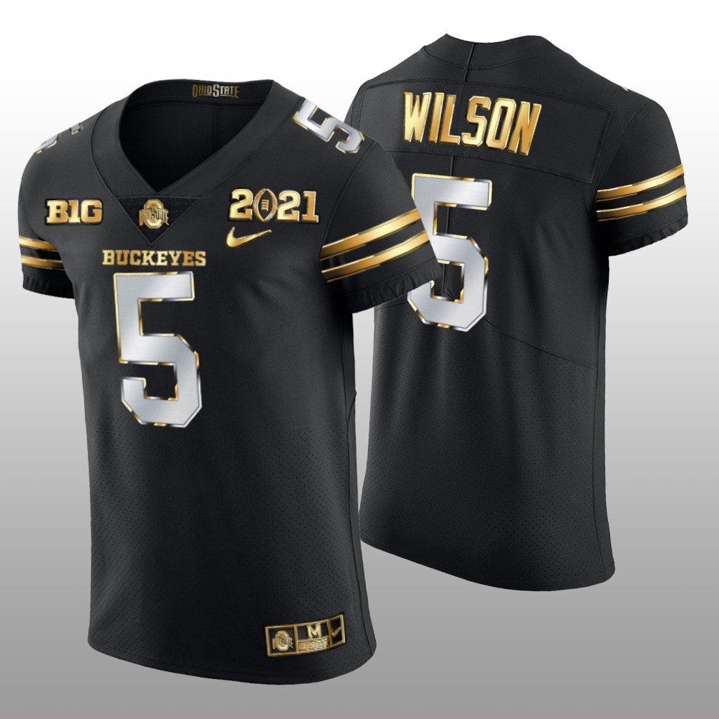 Ohio State Buckeyes Black 2021 National Championship Golden Edition Garrett Wilson Jersey