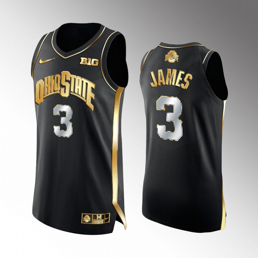 Ohio State Buckeyes Bronny James Jersey 2022-23 Golden Edition Black Uniform