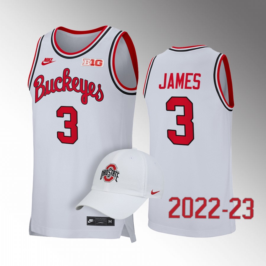 Ohio State Buckeyes Bronny James Jersey 2022-23 Retro  White Uniform