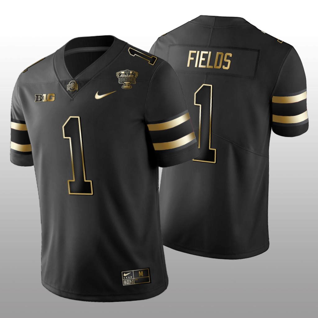 Ohio State Buckeyes Justin Fields Black Golden Edition Jersey 2021 Sugar Bowl - Men's