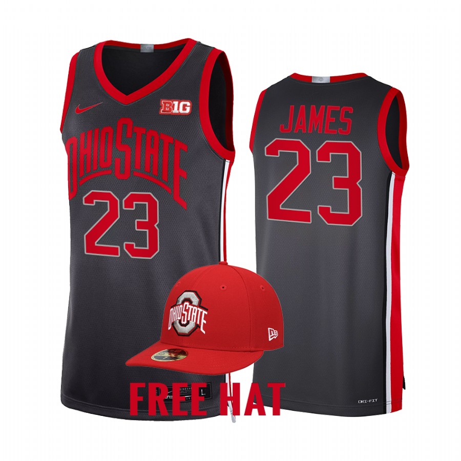 Ohio State Buckeyes LeBron James Jersey Throwback 90s Gray NBA Alumni Uniform