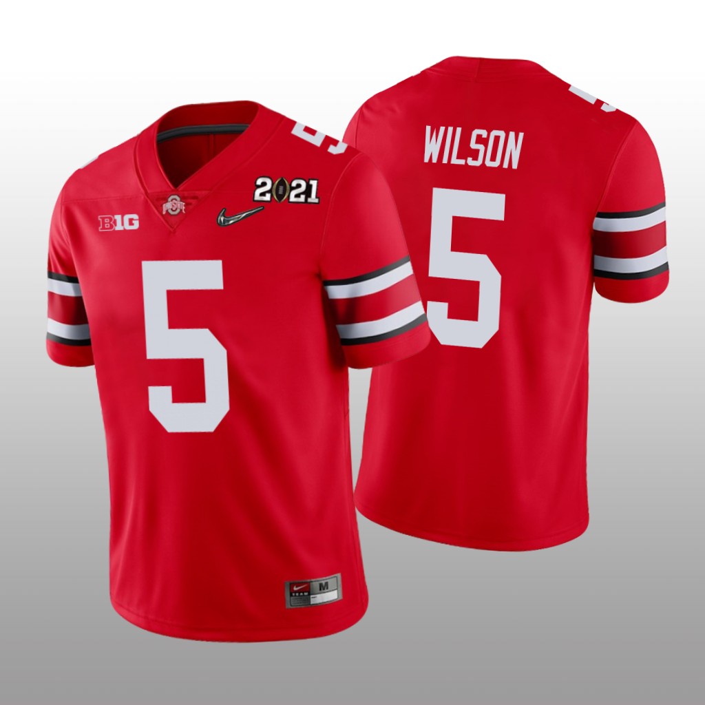 Ohio State Buckeyes Scarlet 2021 National Championship Garrett Wilson Jersey