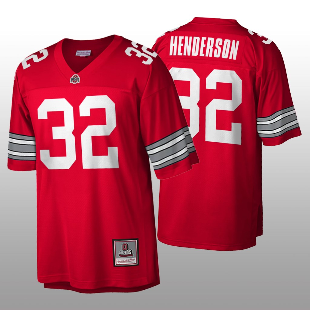 Ohio State Buckeyes TreVeyon Henderson Scarlet Black Game Jersey Throwback - Men