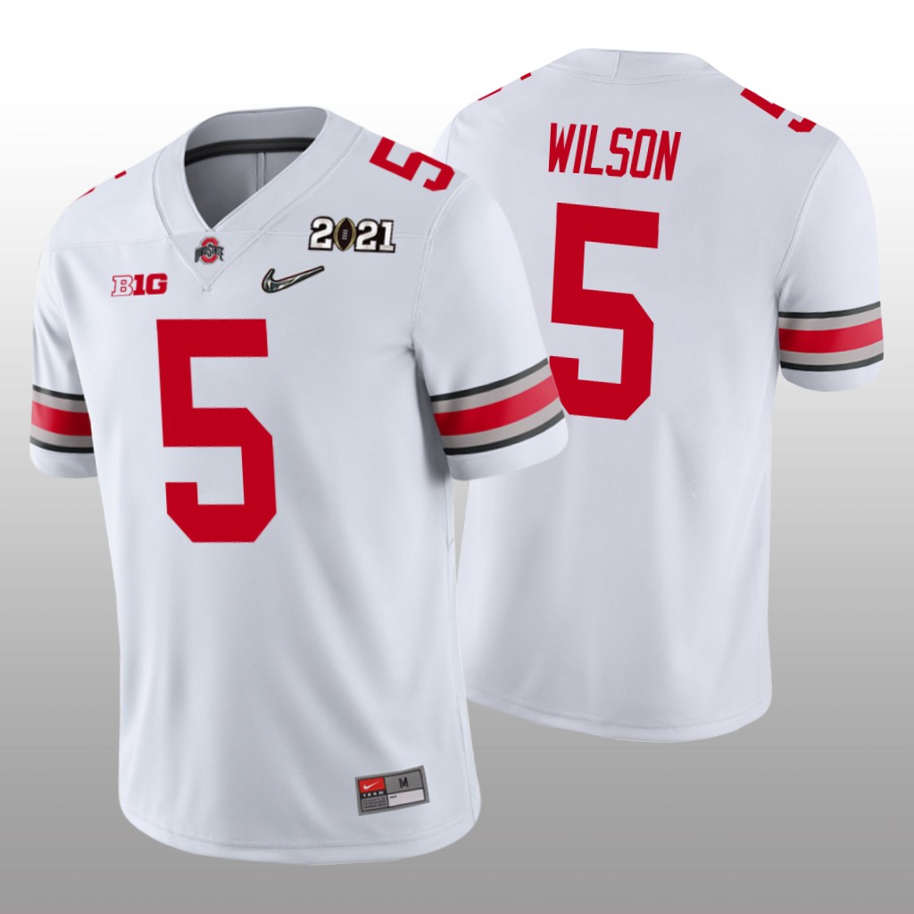 Ohio State Buckeyes White 2021 National Championship Garrett Wilson Jersey
