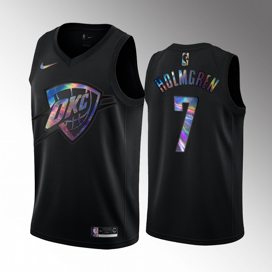 Oklahoma City Thunder Chet Holmgren #7 Jersey Iridescent Holographic Black Limited Edition