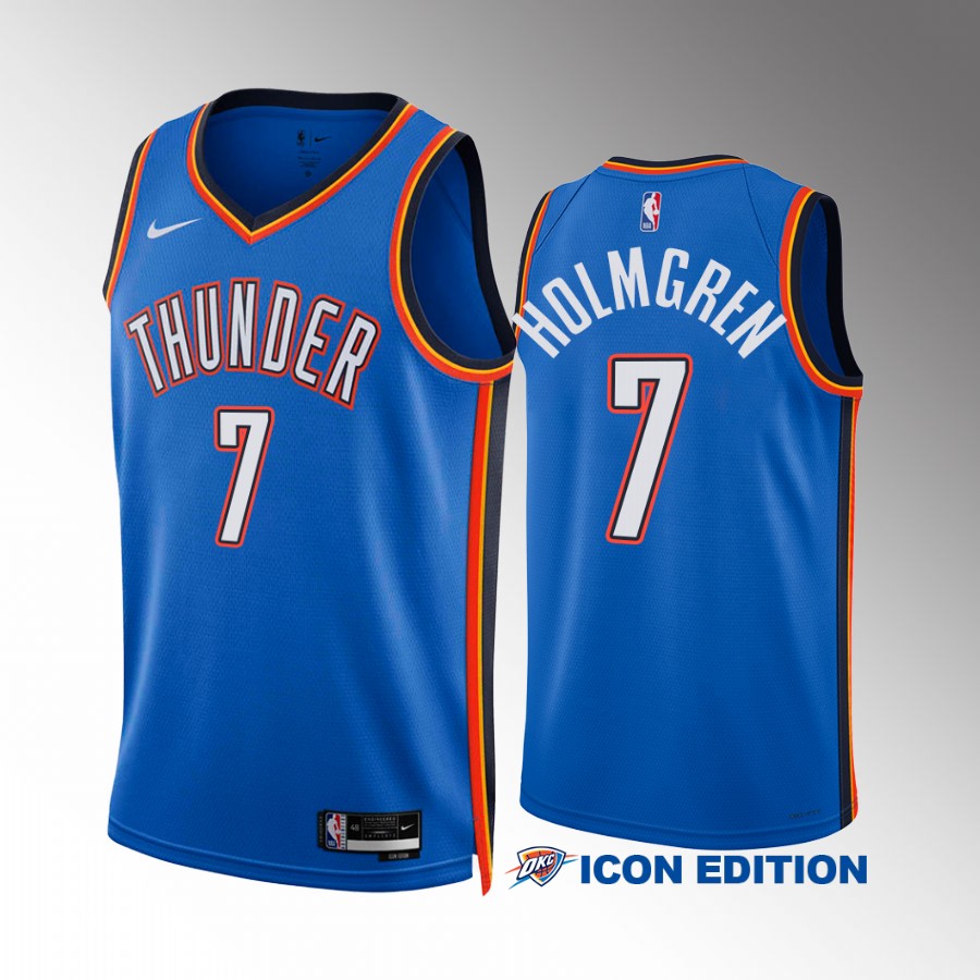 Oklahoma City Thunder Chet Holmgren 2022-23 Icon Edition Blue #7 Jersey Swingman