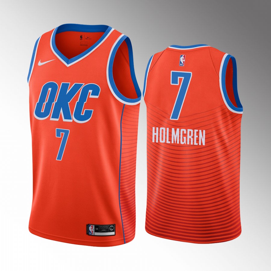 Oklahoma City Thunder Chet Holmgren 2022 NBA Draft Gonzaga Bulldogs Orange #7 Jersey Statement Edition
