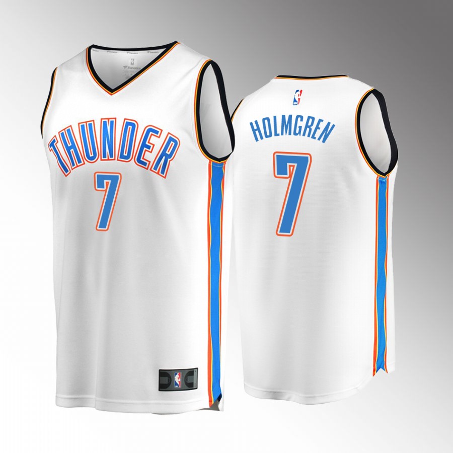Oklahoma City Thunder Chet Holmgren 2022 NBA Draft Gonzaga Bulldogs White #7 Jersey
