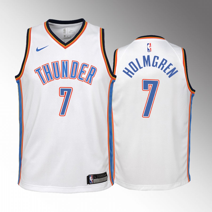 Oklahoma City Thunder Chet Holmgren Association Edition White Youth Jersey 2022 NBA Draft #7
