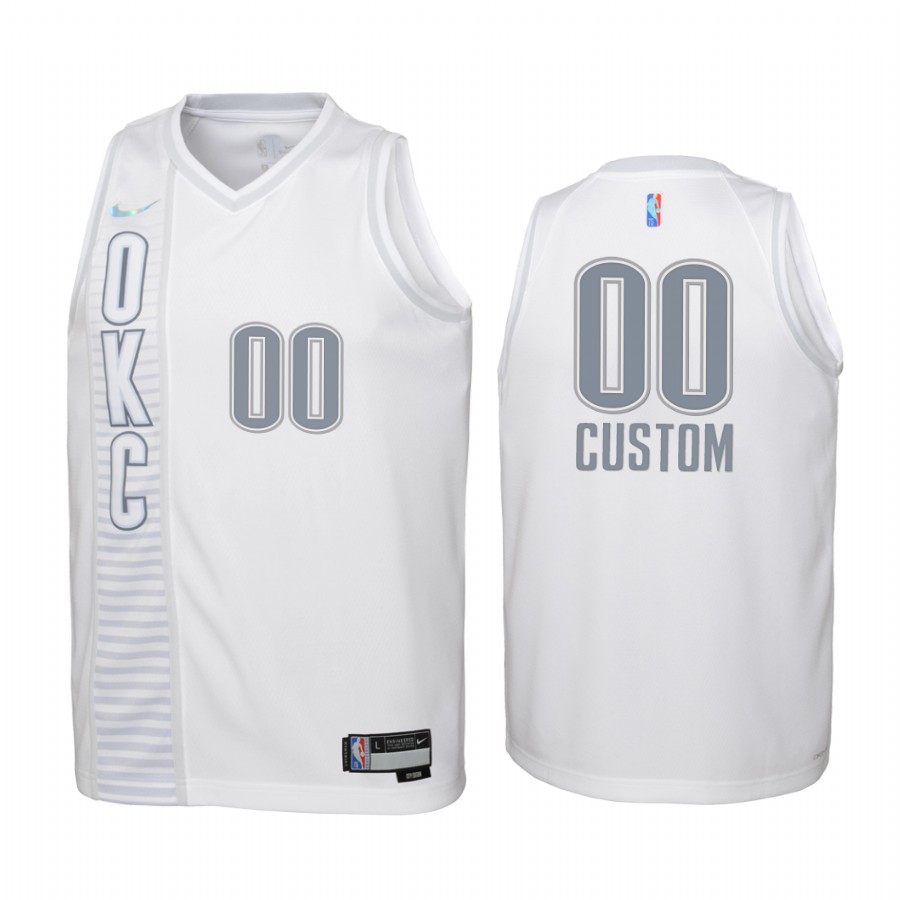 Oklahoma City Thunder Custom City Edition White Youth Jersey NBA 75th Season #00