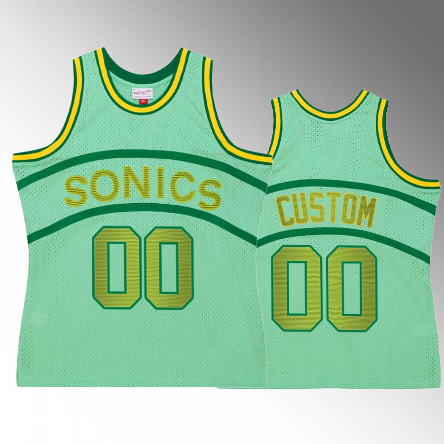 Oklahoma City Thunder Custom Space Knit #00 Green Hardwood Classics Jersey