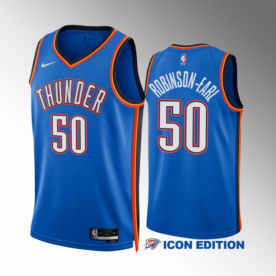 Oklahoma City Thunder Jeremiah Robinson-Earl 2022-23 Icon Edition Blue #50 Jersey Swingman