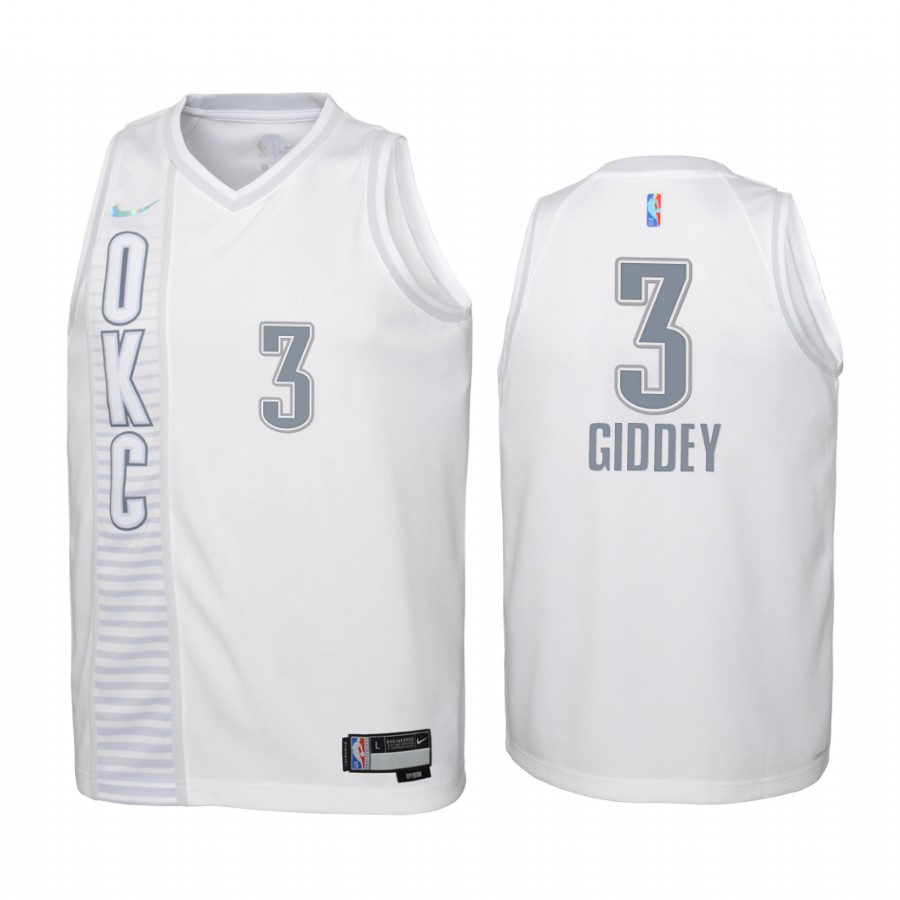 Oklahoma City Thunder Josh Giddey City Edition White Youth Jersey NBA 75th Season #3