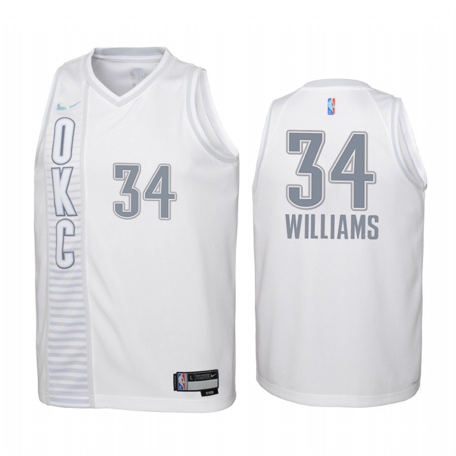 Oklahoma City Thunder Kenrich Williams City Edition White Youth Jersey NBA 75th Season #34
