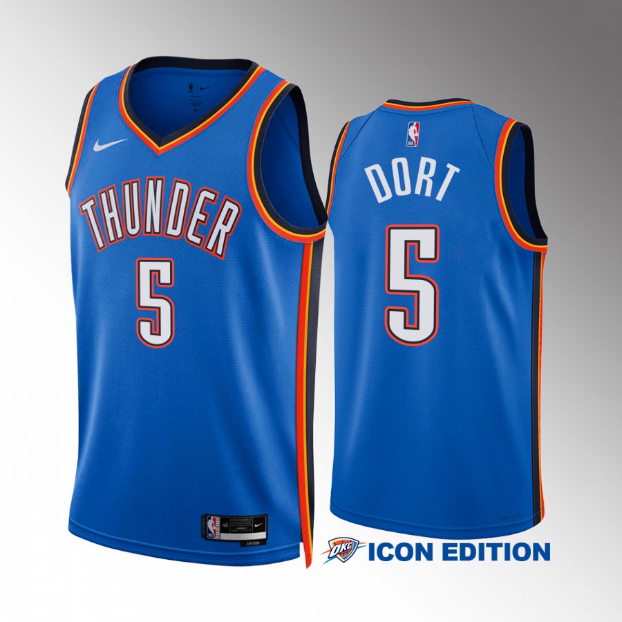 Oklahoma City Thunder Luguentz Dort 2022-23 Icon Edition Blue #5 Jersey Swingman
