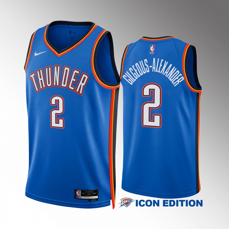Oklahoma City Thunder Shai Gilgeous-Alexander 2022-23 Icon Edition Blue #2 Jersey Swingman