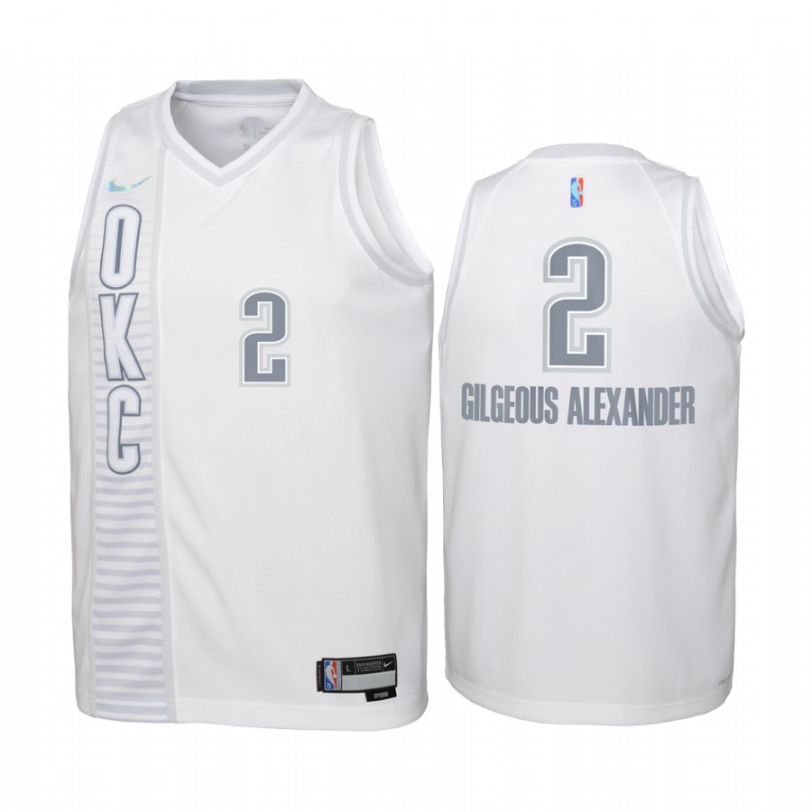Oklahoma City Thunder Shai Gilgeous-Alexander City Edition White Youth Jersey NBA 75th Season #2