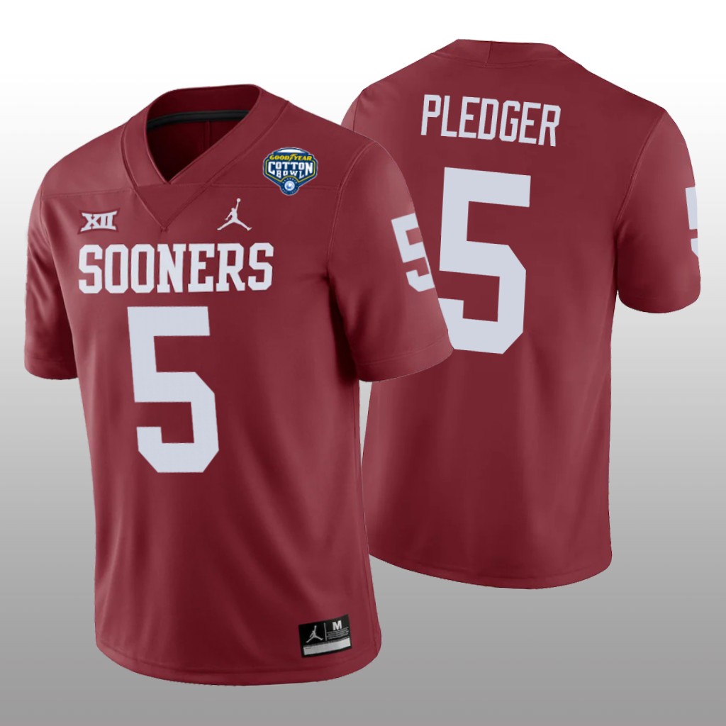 Oklahoma Sooners Crimson 2020 Cotton Bowl Game T.J. Pledger Jersey