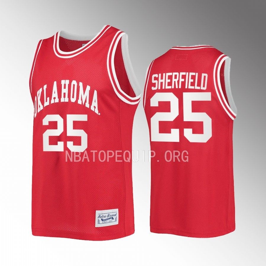 Oklahoma Sooners Grant Sherfield Jersey 2022-23 Retro  Crimson Classic Uniform