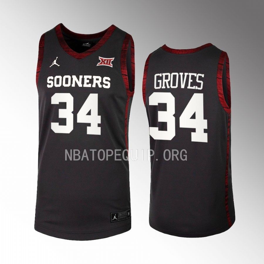 Oklahoma Sooners Jacob Groves Jersey 2022-23 College  Anthracite  Uniform