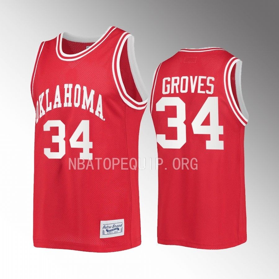 Oklahoma Sooners Jacob Groves Jersey 2022-23 Retro  Crimson Classic Uniform