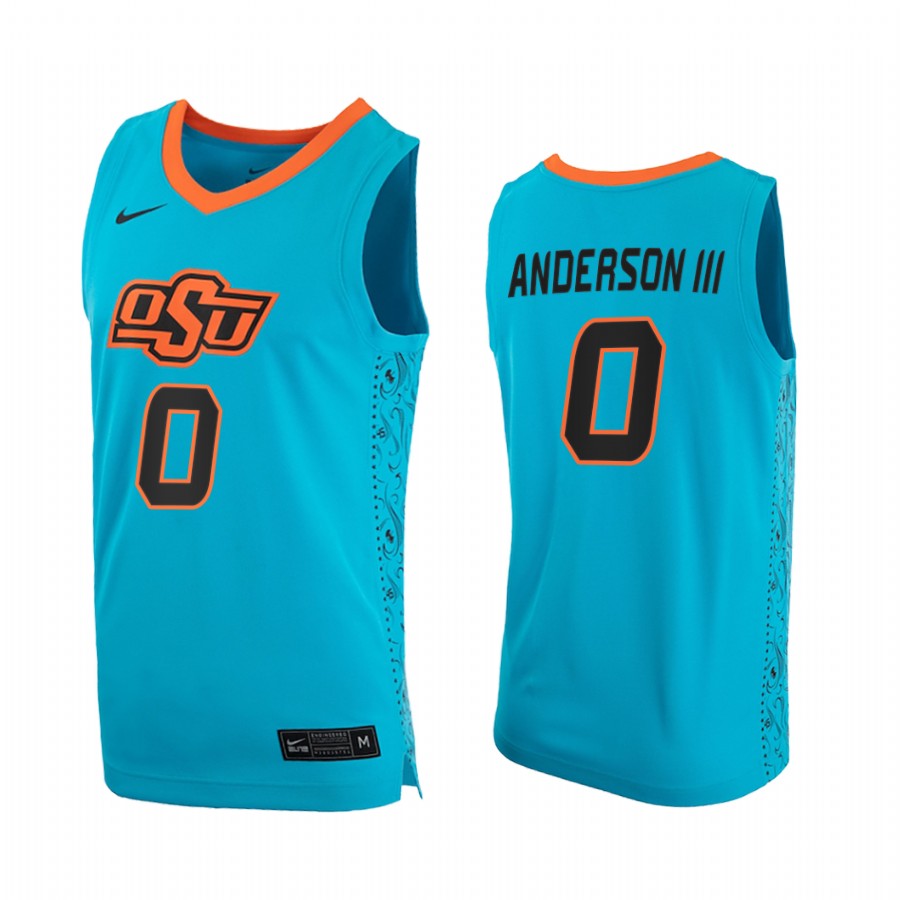 Oklahoma State Cowboys Avery Anderson III Turquoise College  2020-21 Jersey
