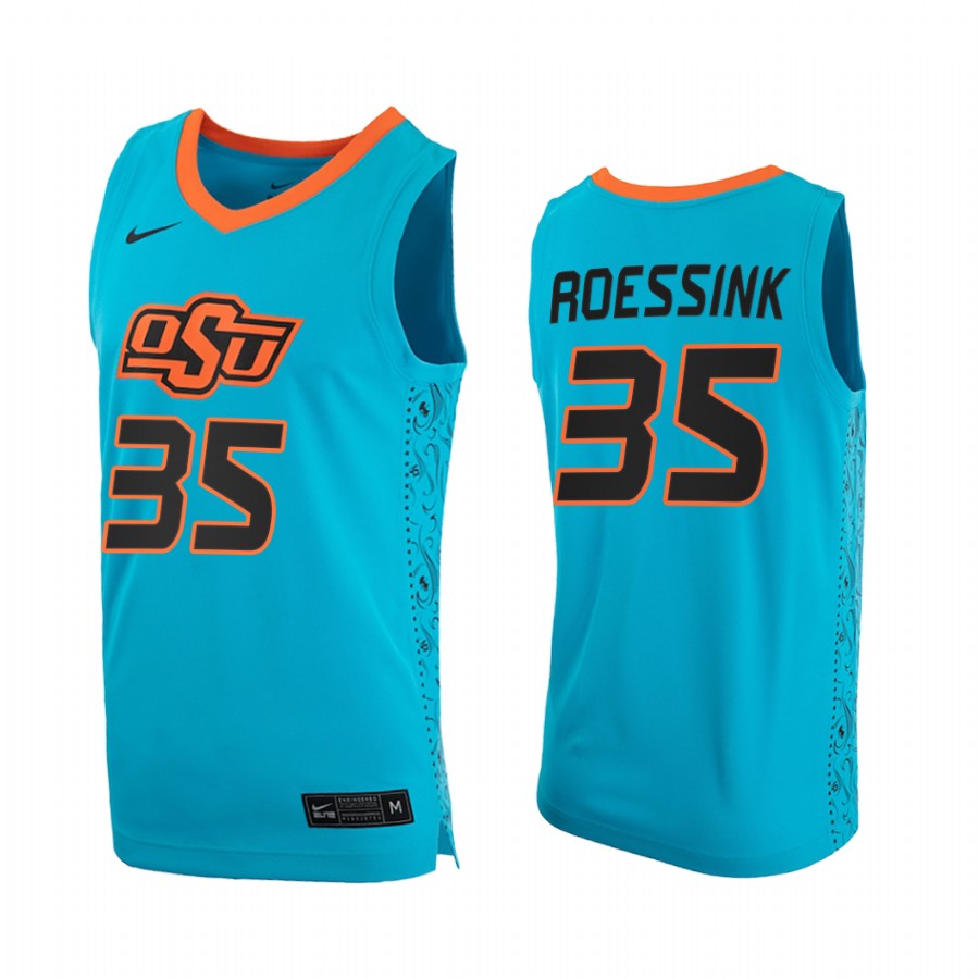 Oklahoma State Cowboys Hidde Roessink Turquoise College  2020-21 Jersey