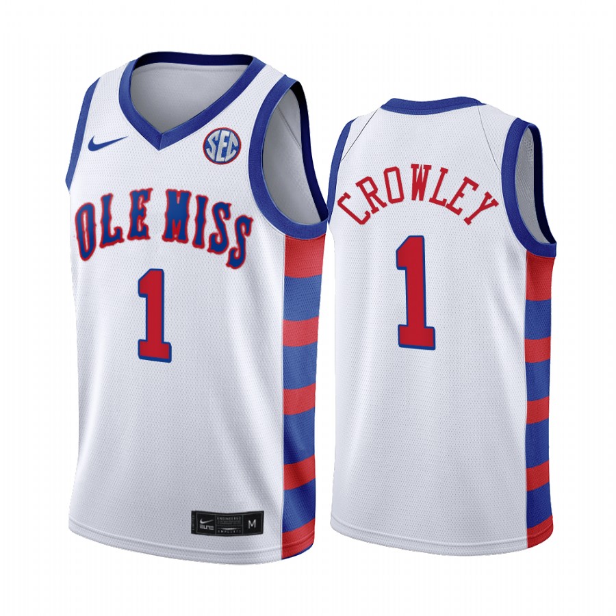 Ole Miss Rebels Austin Crowley White 2021 20th Anniversary Throwback Jersey