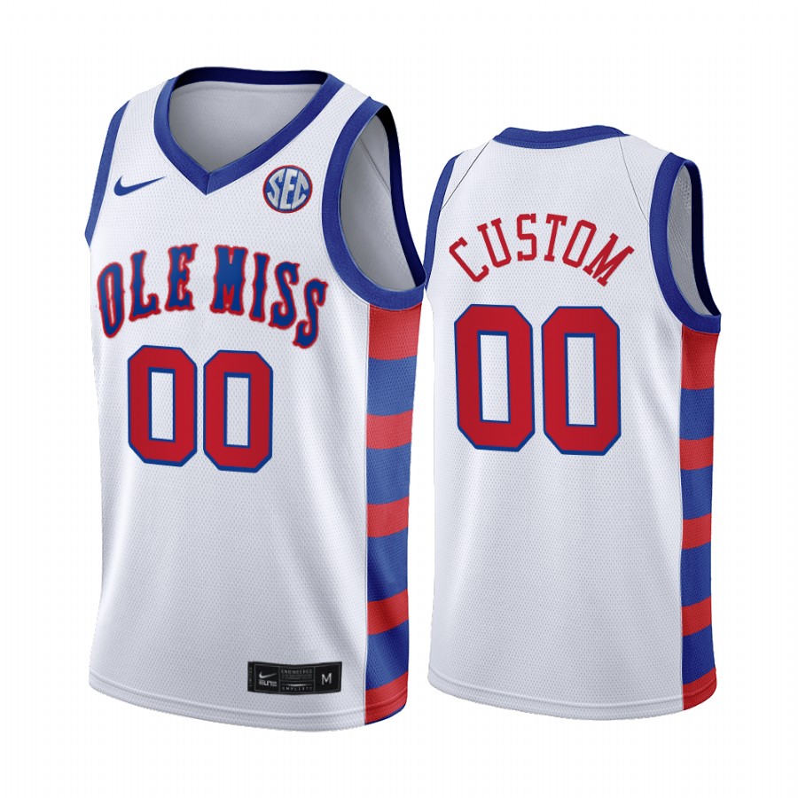 Ole Miss Rebels Custom White 2021 20th Anniversary Throwback Jersey