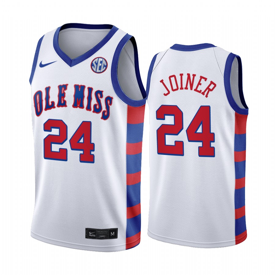 Ole Miss Rebels Jarkel Joiner White 2021 20th Anniversary Throwback Jersey