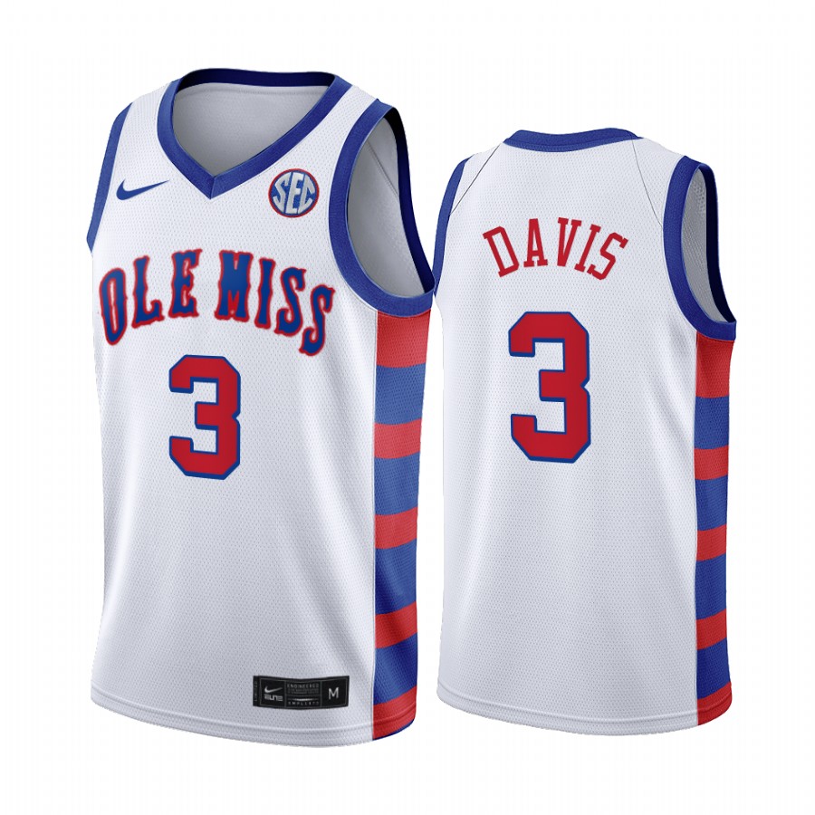 Ole Miss Rebels Terence Davis White 20th Anniversary Throwback Jersey