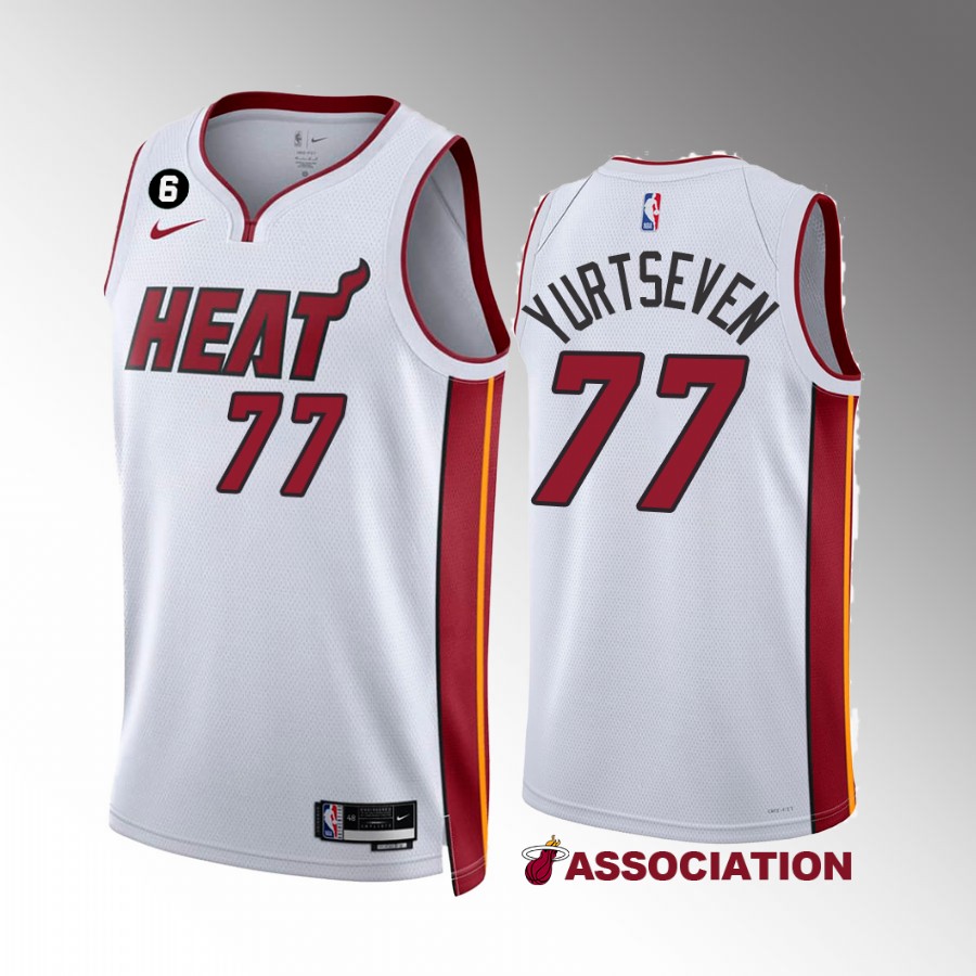 Omer Yurtseven 2022-23 Miami Heat White #77 Association Edition Jersey NO.6 Patch