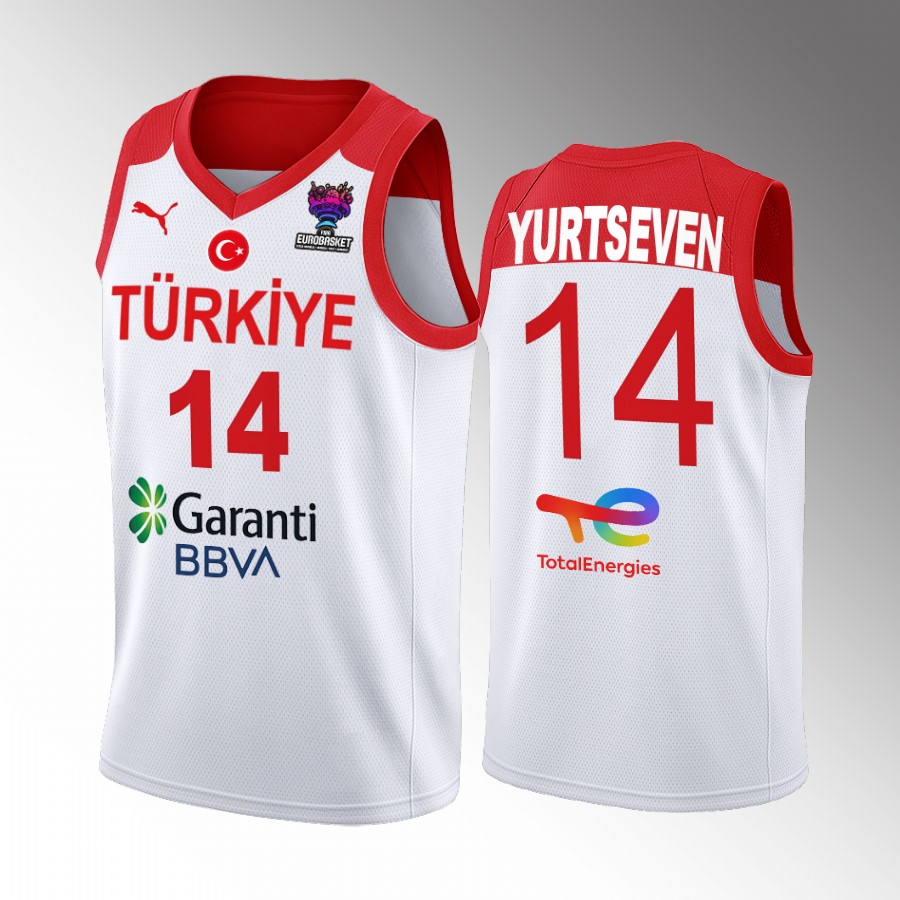 Omer Yurtseven Turkey FIBA EuroBasket 2022 White Jersey Home #14
