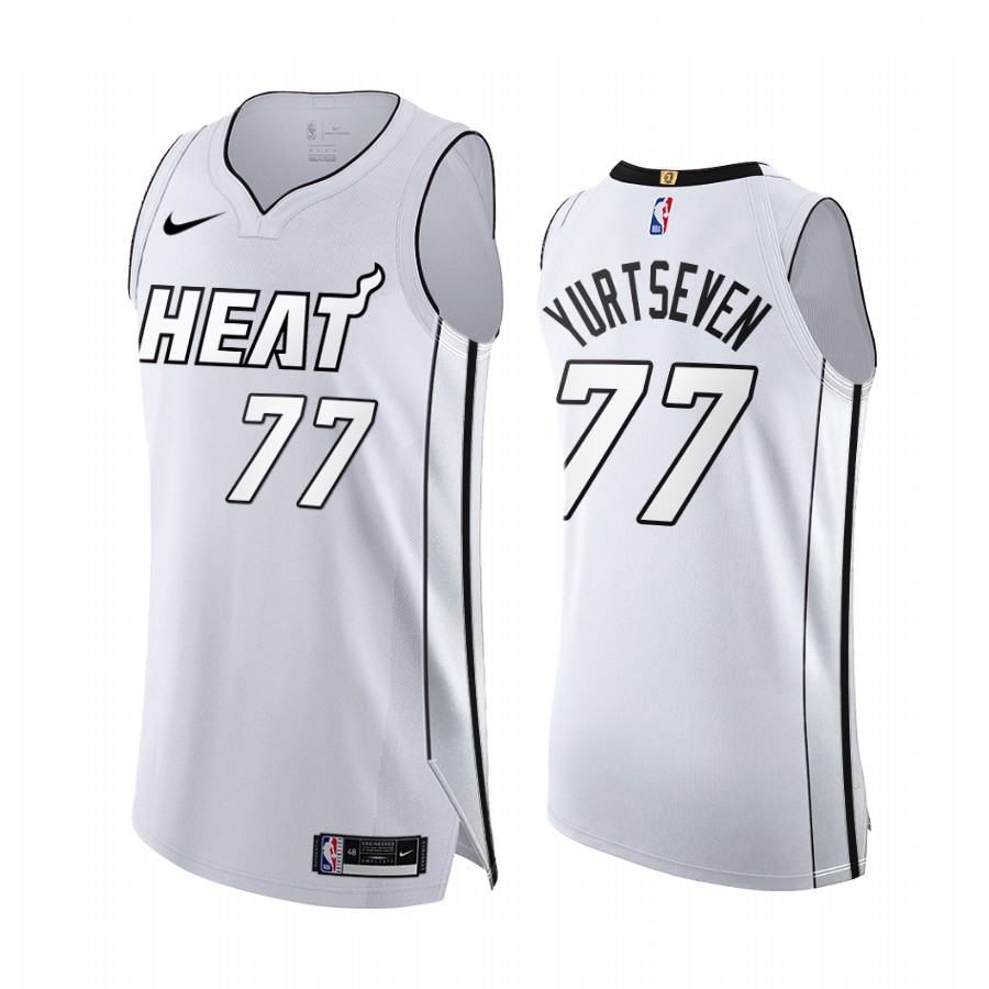 Omer Yurtseven White Hot #77 Miami Heat 2022 NBA Playoffs Jersey