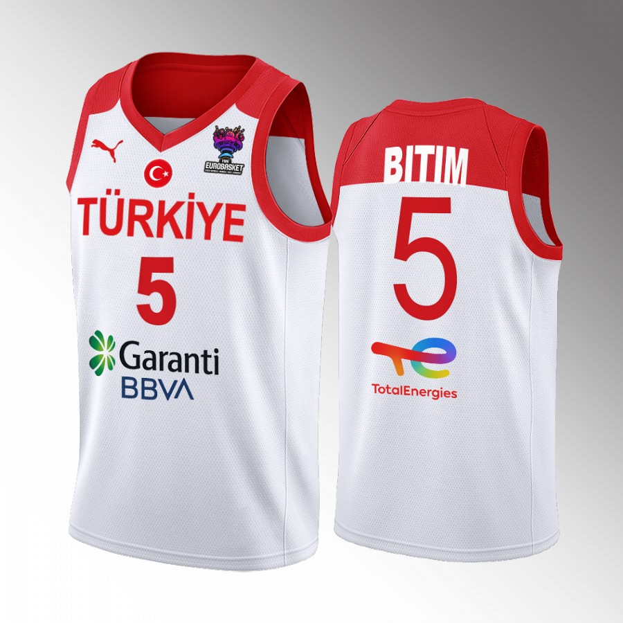 Onuralp Bitim Turkey FIBA EuroBasket 2022 White Jersey Home #5