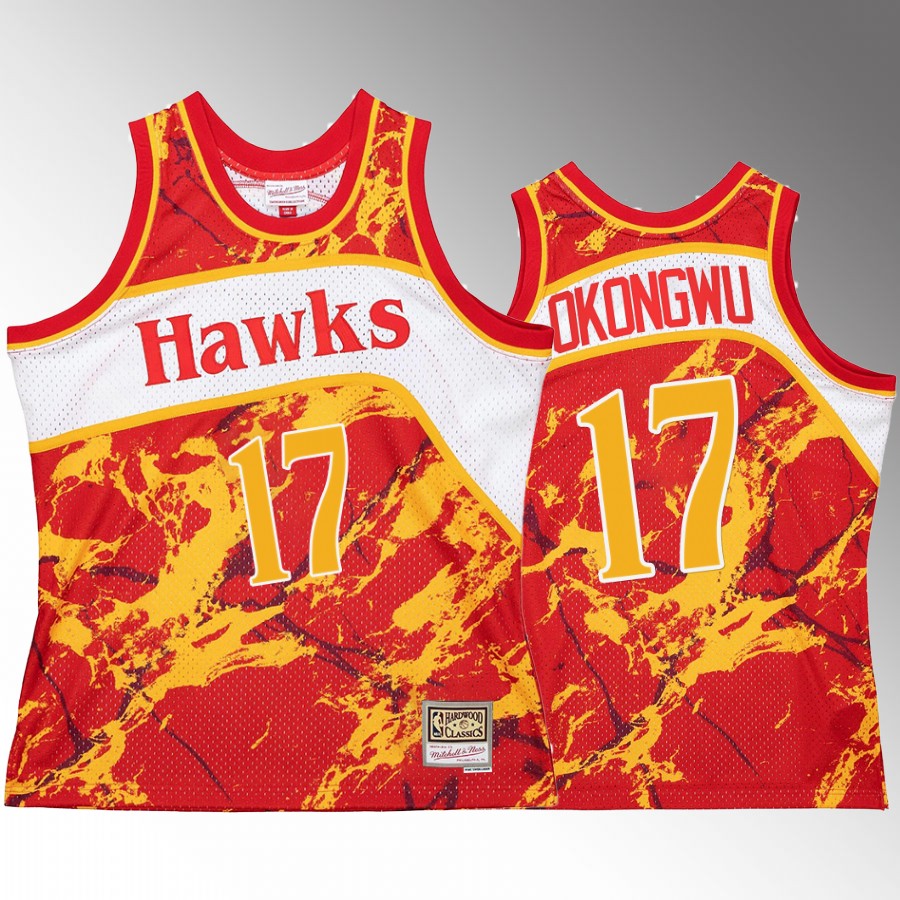 Onyeka Okongwu #17 Atlanta Hawks Marble Swingman Red Hardwood Classics Jersey