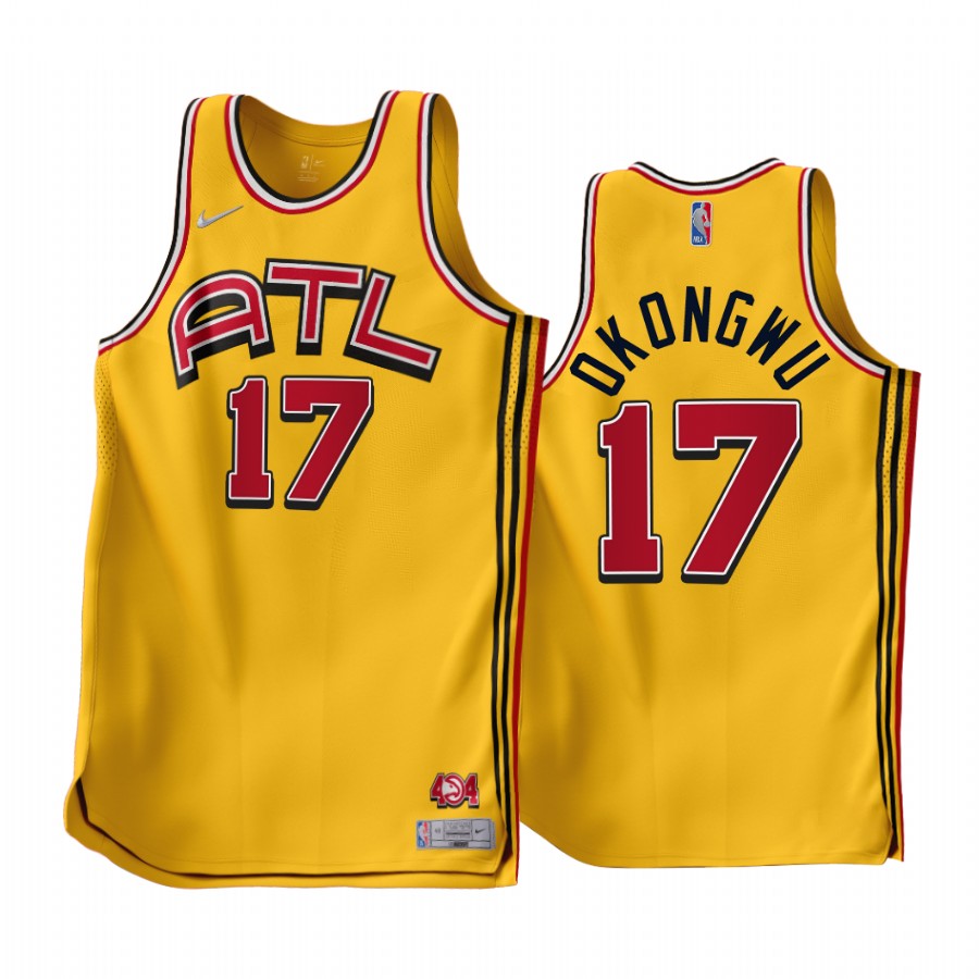 Onyeka Okongwu 2022-23 Atlanta Hawks Gold #17 Earned Edition Jersey