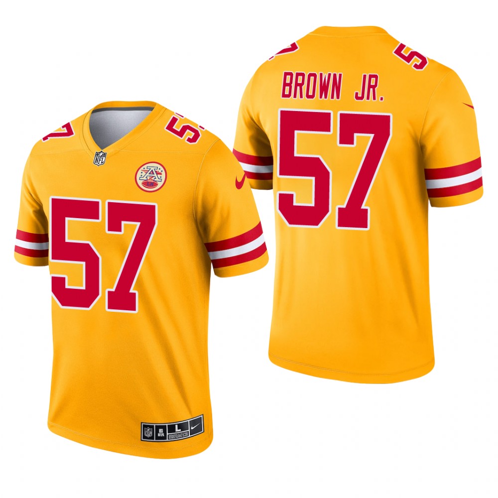 Orlando Brown Jr. Kansas City Chiefs Yellow Jersey Inverted Legend - Men's