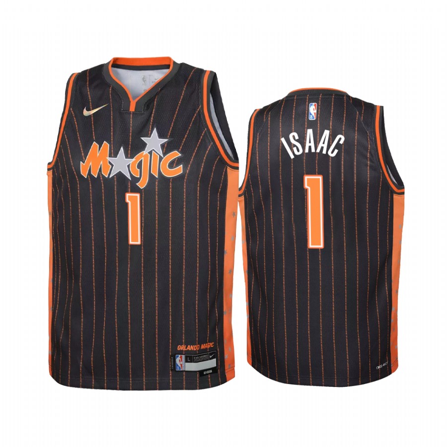 Orlando Magic Jonathan Isaac 75th Anniversary Black Youth Jersey City #1