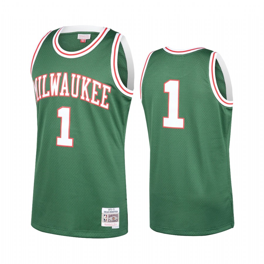 Oscar Robertson #1 Milwaukee Bucks Green 1970-71 Hardwood Classics Jersey