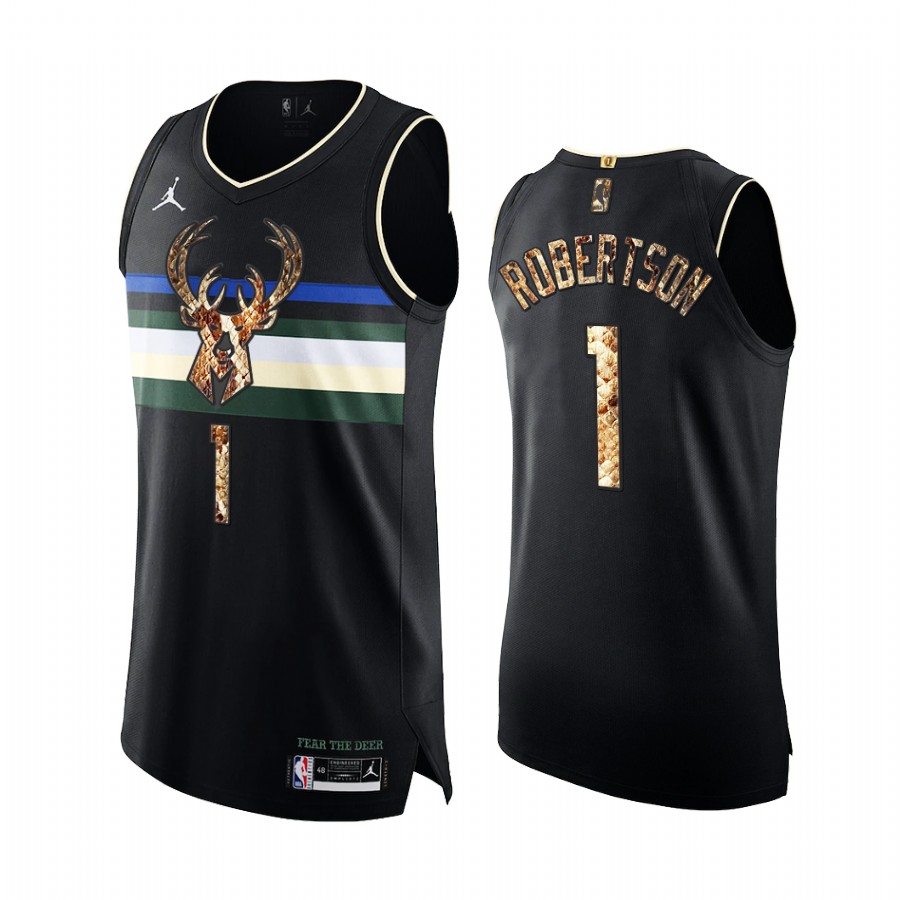Oscar Robertson Milwaukee Bucks Black Python Skin Jersey 2021 Exclusive Edition