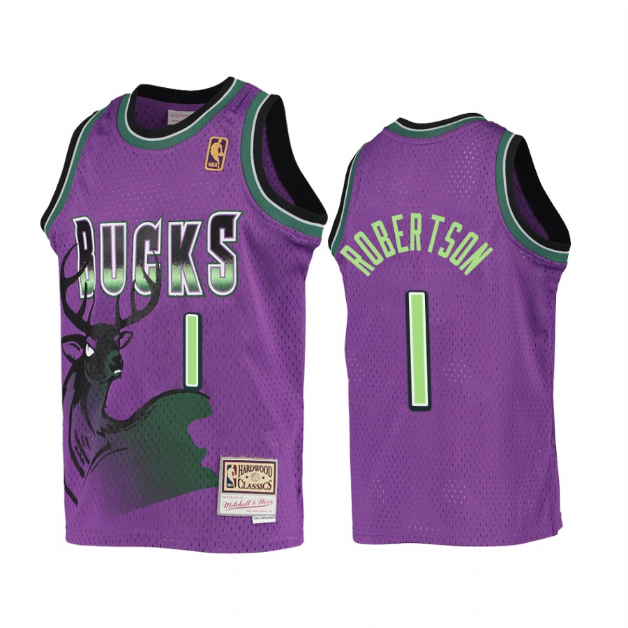 Oscar Robertson Milwaukee Bucks Youth Purple Reload Jersey Hardwood Classics