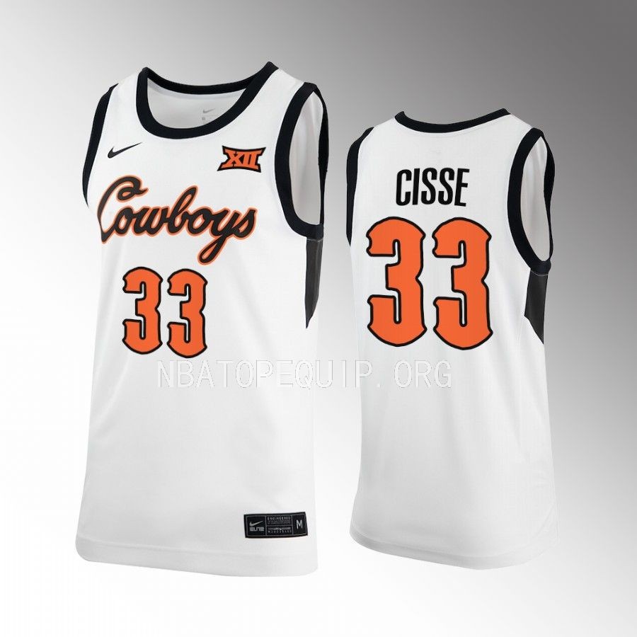 OSU Cowboys Moussa Cisse Jersey 2022-23 Classic  White  Uniform