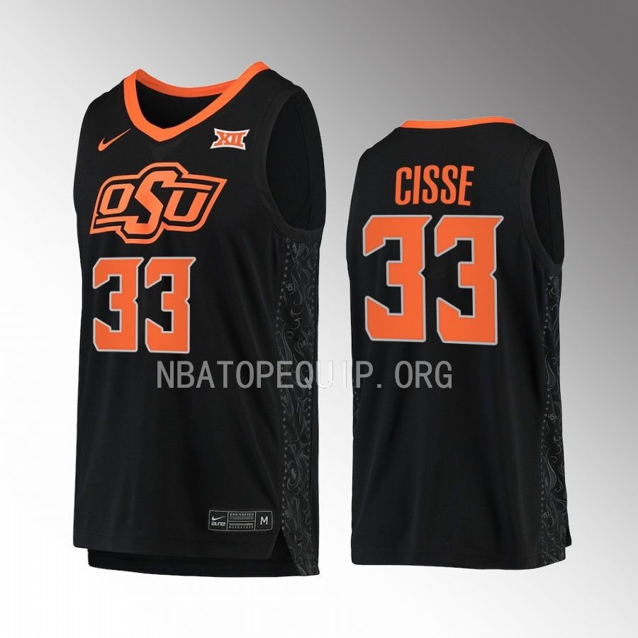 OSU Cowboys Moussa Cisse Jersey 2022-23 College  Black  Uniform