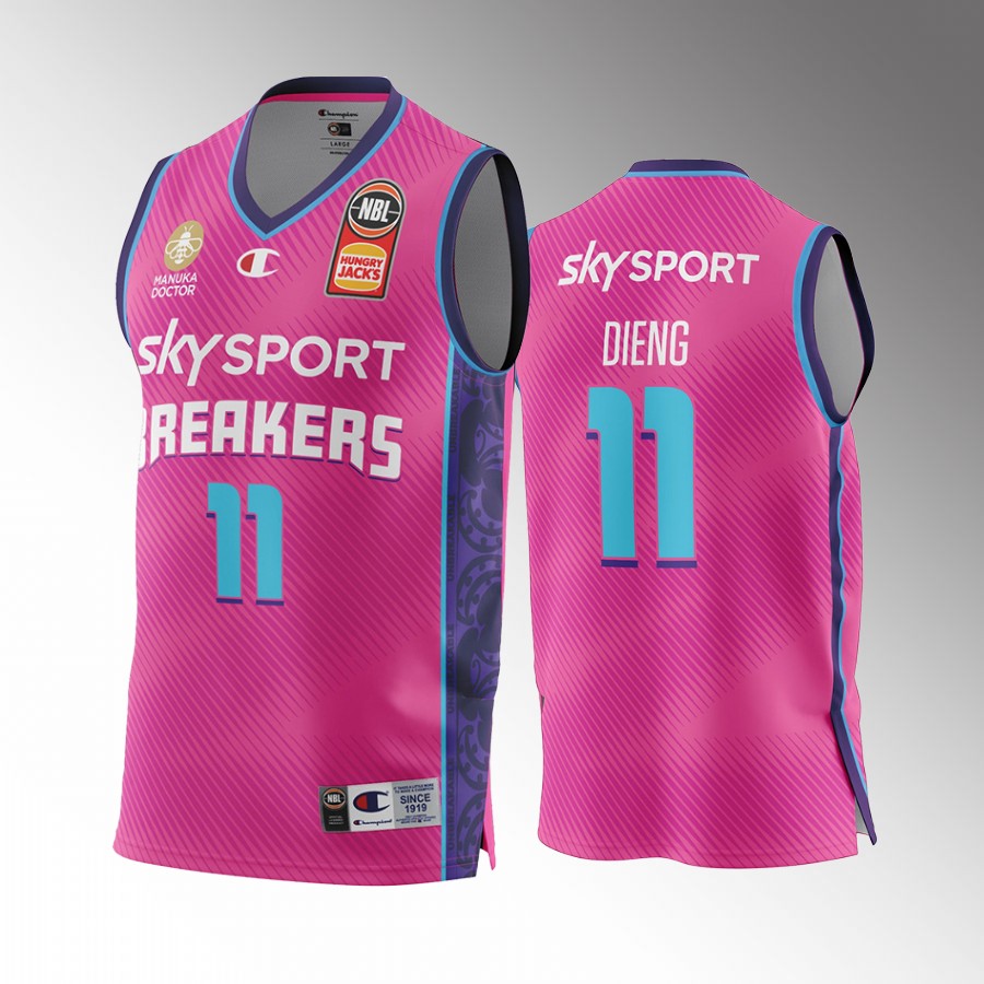 Ousmane Dieng 2022 NBA Draft New Zealand Breakers #11 Pink Jersey NBL Indigenous
