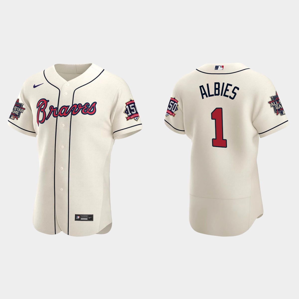 Ozzie Albies #1 Atlanta Braves Alternate 2021 MLB All-Star Jersey - Cream