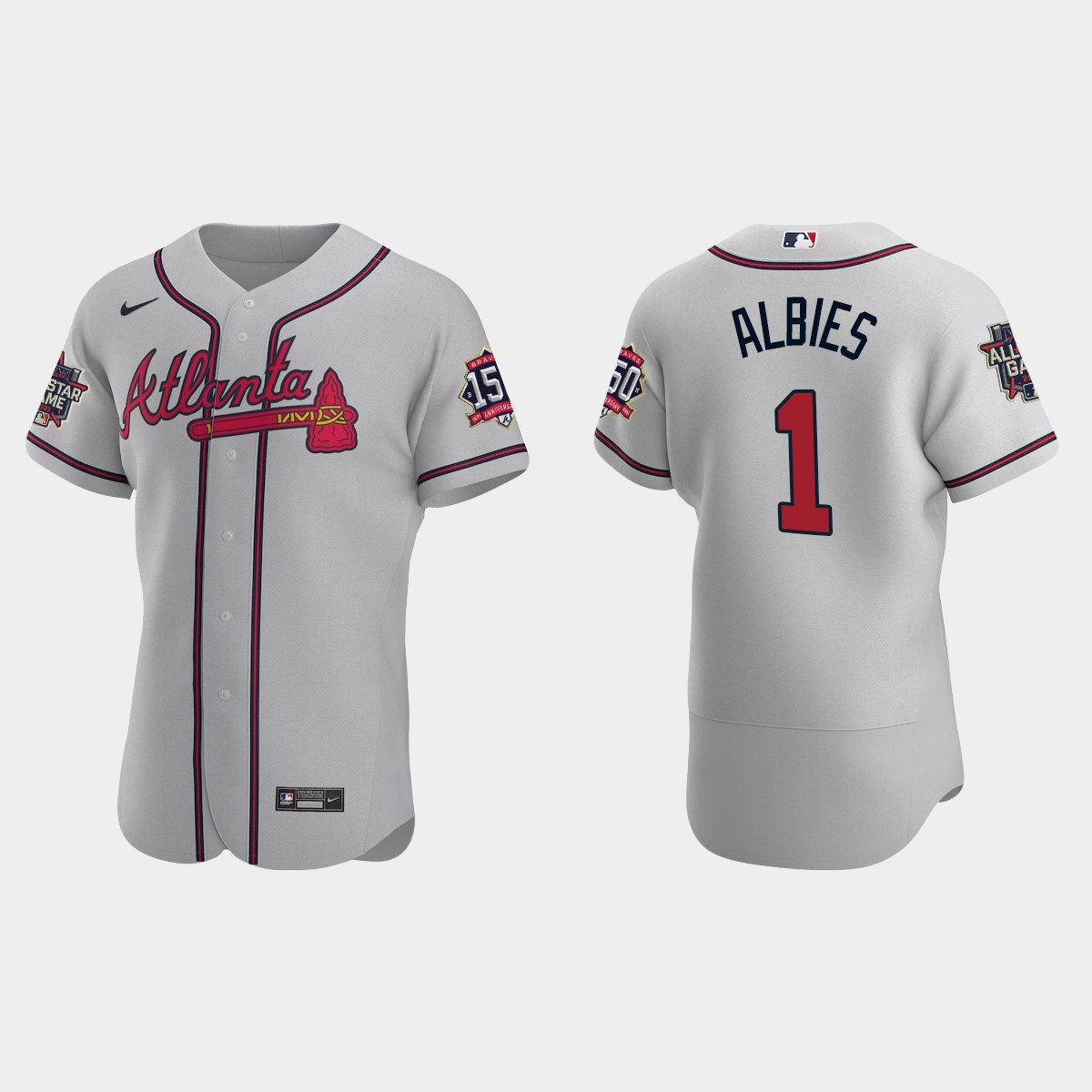 Ozzie Albies #1 Atlanta Braves Road 2021 MLB All-Star Jersey - Gray